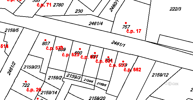 Skuteč 631 na parcele st. 691 v KÚ Skuteč, Katastrální mapa