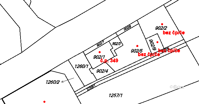 Beroun-Město 349, Beroun na parcele st. 902/1 v KÚ Beroun, Katastrální mapa