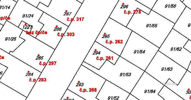 Mikovice 261, Kralupy nad Vltavou na parcele st. 294 v KÚ Mikovice u Kralup nad Vltavou, Katastrální mapa