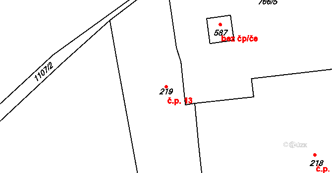 Velká Ves 13, Broumov na parcele st. 219 v KÚ Velká Ves u Broumova, Katastrální mapa