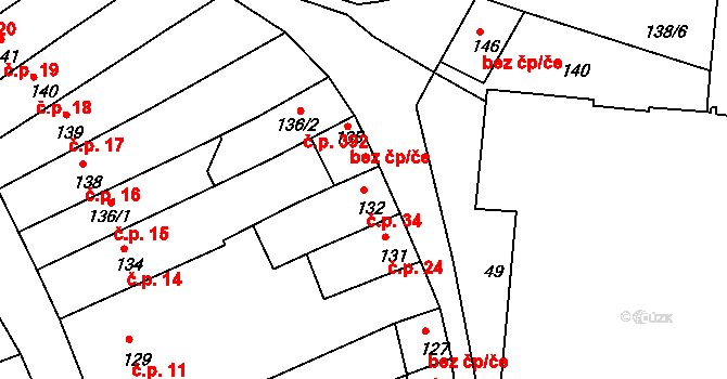 Broumov 34 na parcele st. 132 v KÚ Broumov, Katastrální mapa