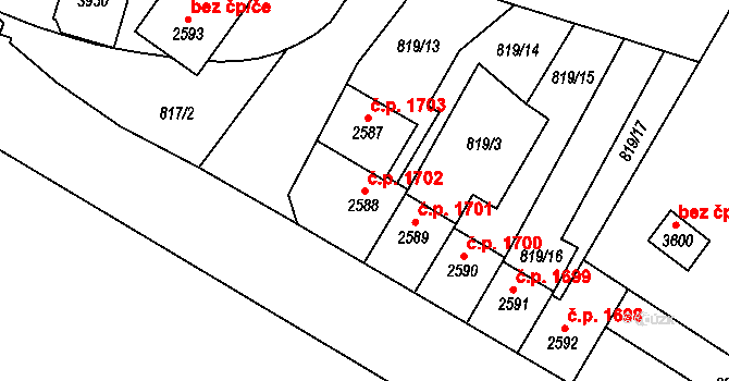 Náchod 1702 na parcele st. 2588 v KÚ Náchod, Katastrální mapa
