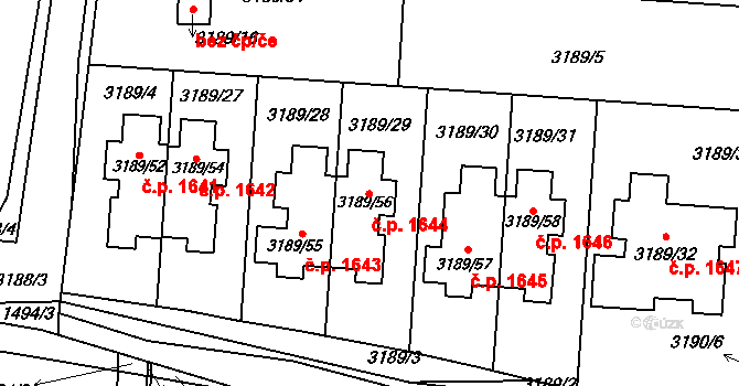 Slavkov u Brna 1644 na parcele st. 3189/56 v KÚ Slavkov u Brna, Katastrální mapa