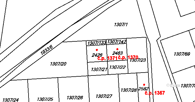 Unhošť 1371 na parcele st. 2426 v KÚ Unhošť, Katastrální mapa