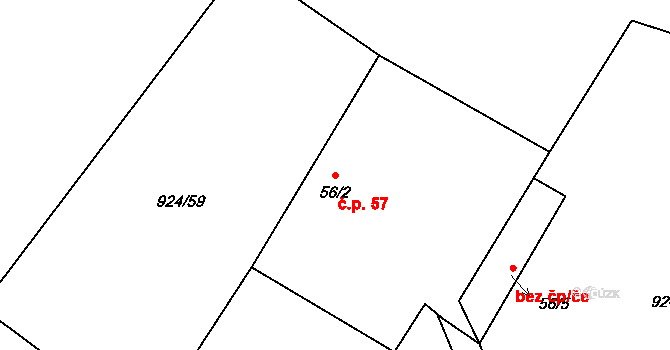 Strážný 57 na parcele st. 56/2 v KÚ Horní Světlé Hory, Katastrální mapa