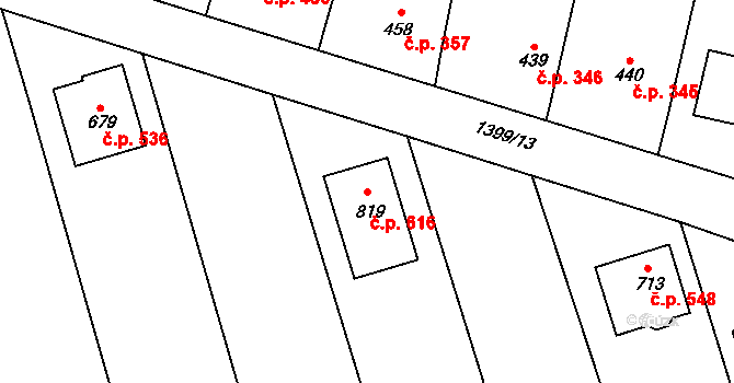 Březolupy 616 na parcele st. 819 v KÚ Březolupy, Katastrální mapa