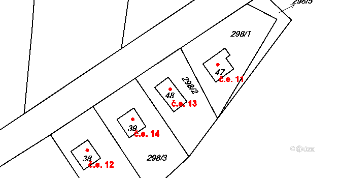 Robčice 13, Kozojedy na parcele st. 48 v KÚ Robčice, Katastrální mapa