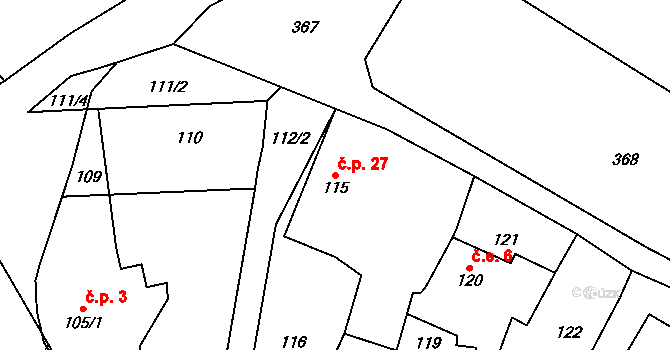 Rýdeč 27, Malečov na parcele st. 115 v KÚ Rýdeč, Katastrální mapa