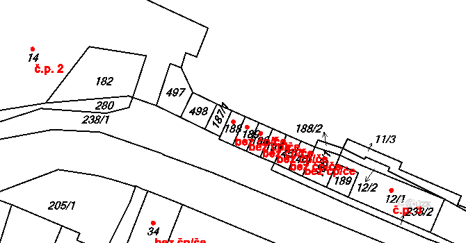 Přibyslav 95128221 na parcele st. 188 v KÚ Ronov nad Sázavou, Katastrální mapa