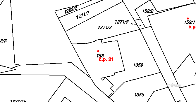Lipiny 21, Bolehošť na parcele st. 153 v KÚ Bolehošť, Katastrální mapa