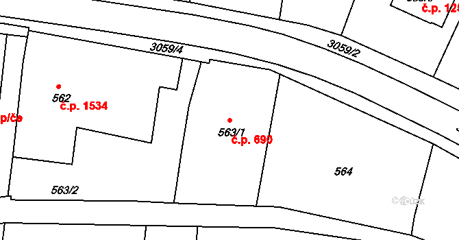 Rychnov nad Kněžnou 690 na parcele st. 563/1 v KÚ Rychnov nad Kněžnou, Katastrální mapa