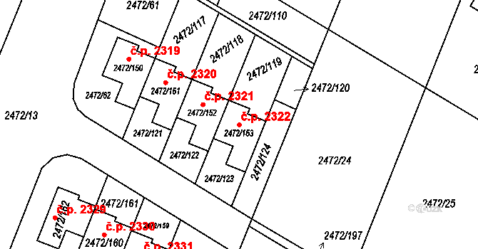 Předměstí 2322, Litoměřice na parcele st. 2472/153 v KÚ Litoměřice, Katastrální mapa