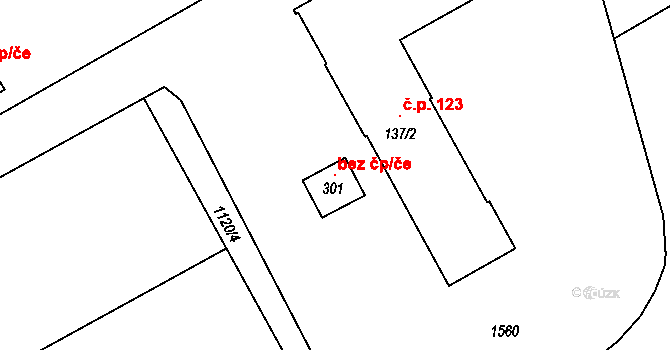 Přeštice 100356222 na parcele st. 301 v KÚ Žerovice, Katastrální mapa
