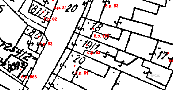 Tvrdonice 52 na parcele st. 19/1 v KÚ Tvrdonice, Katastrální mapa
