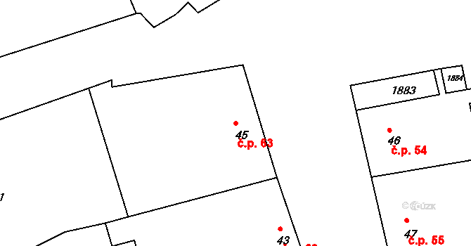 Nítkovice 63 na parcele st. 45 v KÚ Nítkovice, Katastrální mapa