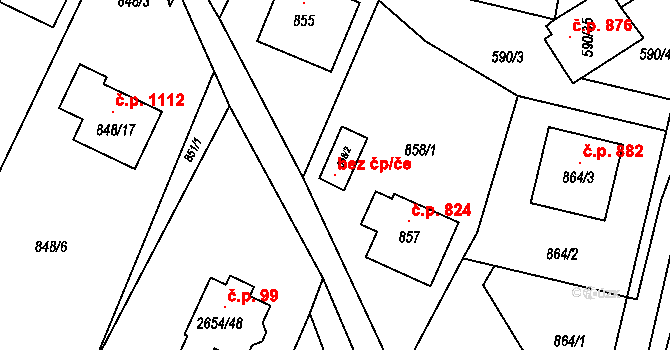 Jablunkov 102862222 na parcele st. 858/2 v KÚ Jablunkov, Katastrální mapa