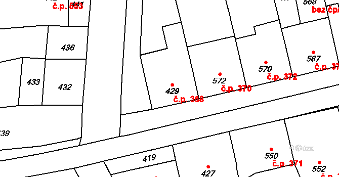 Otaslavice 368 na parcele st. 429 v KÚ Otaslavice, Katastrální mapa