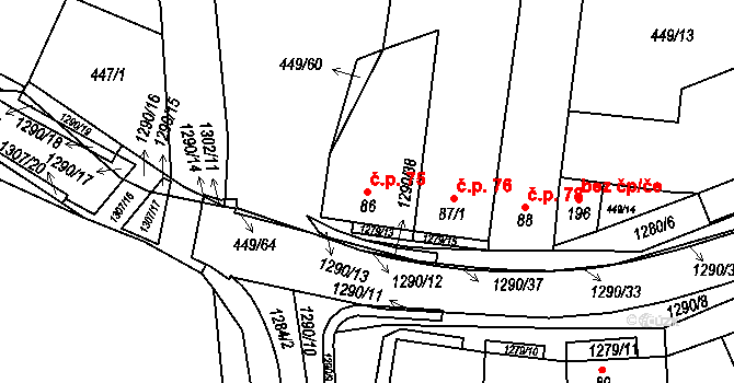 Plenkovice 75 na parcele st. 86 v KÚ Plenkovice, Katastrální mapa