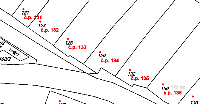 Štítary 134 na parcele st. 129 v KÚ Štítary na Moravě, Katastrální mapa