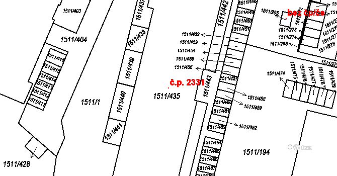 Bolevec 2331, Plzeň na parcele st. 1511/435 v KÚ Bolevec, Katastrální mapa