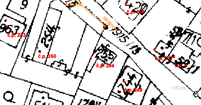 Přerov nad Labem 254 na parcele st. 255 v KÚ Přerov nad Labem, Katastrální mapa