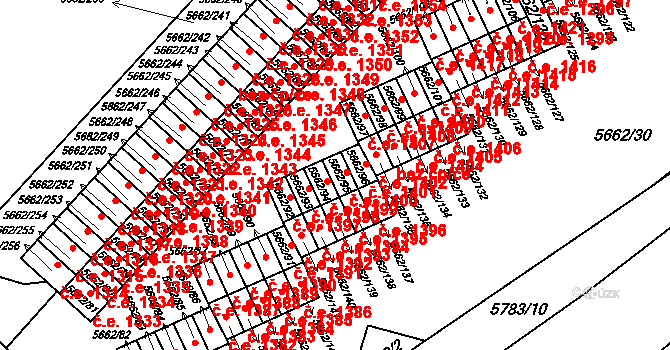 Jihlava 1400 na parcele st. 5662/95 v KÚ Jihlava, Katastrální mapa