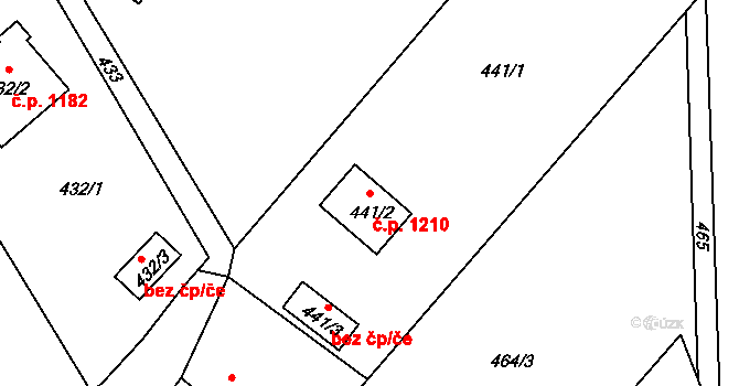 Bystřice 1210 na parcele st. 441/2 v KÚ Bystřice nad Olší, Katastrální mapa