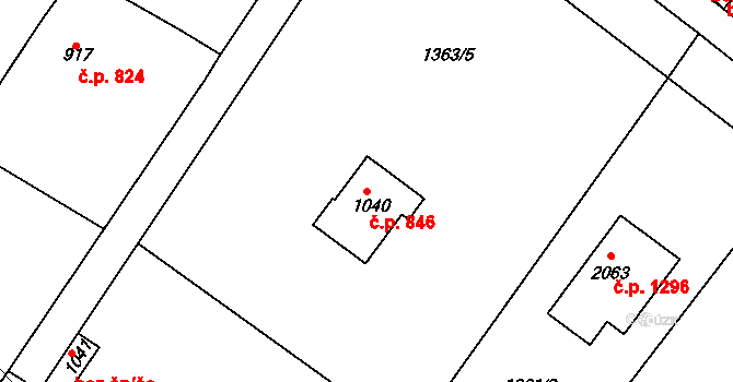 Dobříš 846 na parcele st. 1040 v KÚ Dobříš, Katastrální mapa