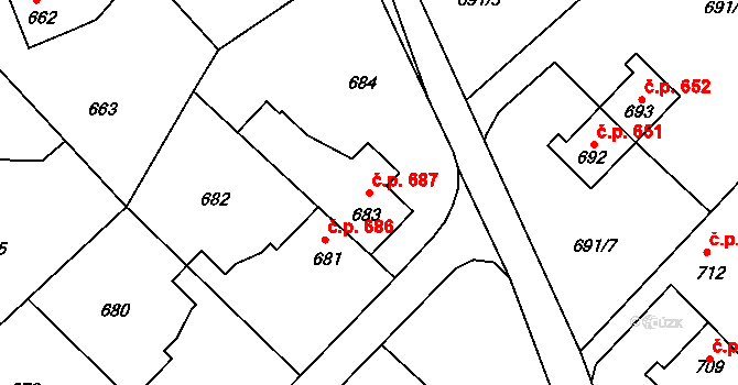 Libušín 687 na parcele st. 683 v KÚ Libušín, Katastrální mapa