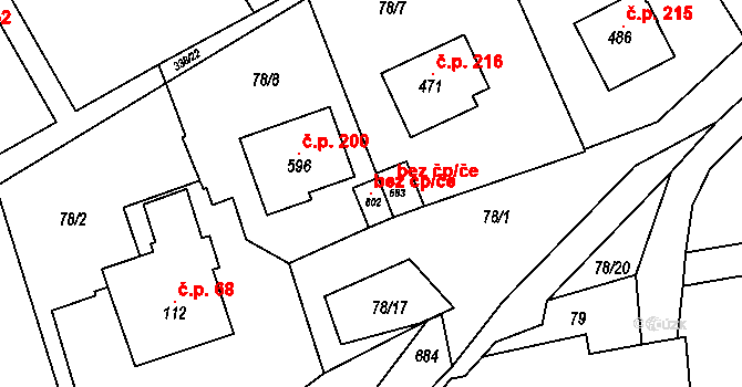 Třebotov 147077222 na parcele st. 802 v KÚ Třebotov, Katastrální mapa