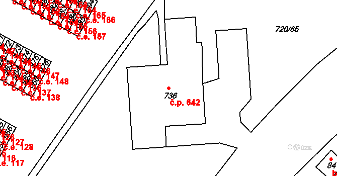 Osek 642 na parcele st. 736 v KÚ Osek u Duchcova, Katastrální mapa