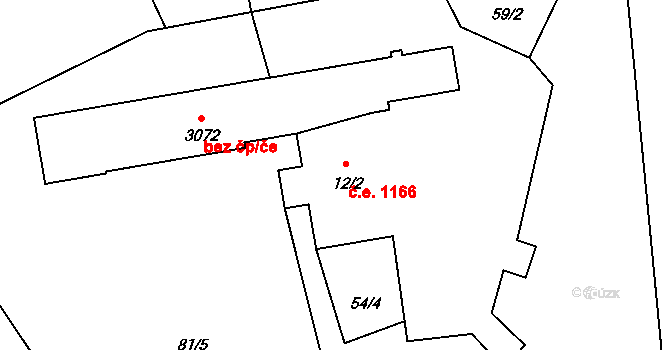 Ostravice 1166 na parcele st. 12/2 v KÚ Staré Hamry 2, Katastrální mapa