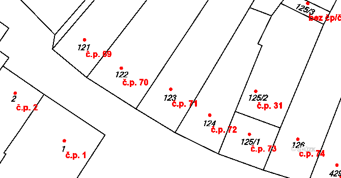 Třebenice 71 na parcele st. 123 v KÚ Třebenice, Katastrální mapa