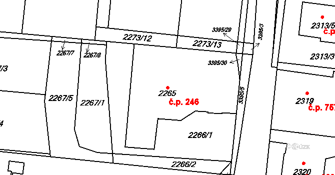 Poruba 246, Orlová na parcele st. 2265 v KÚ Poruba u Orlové, Katastrální mapa
