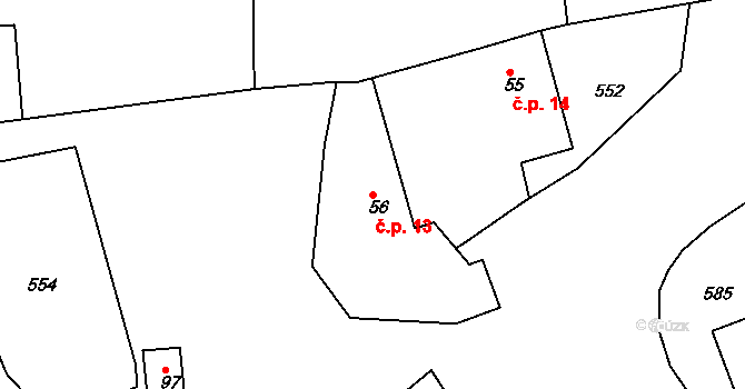 Vesec u Sobotky 13, Libošovice na parcele st. 56 v KÚ Vesec u Sobotky, Katastrální mapa