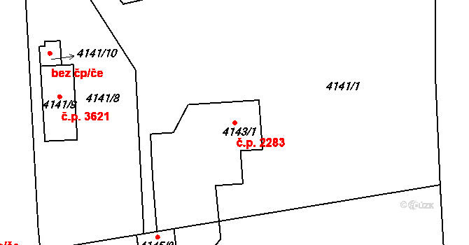 Ústí nad Labem-centrum 2283, Ústí nad Labem na parcele st. 4143/1 v KÚ Ústí nad Labem, Katastrální mapa
