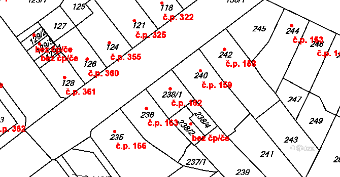 Proboštov 162 na parcele st. 238/1 v KÚ Proboštov u Teplic, Katastrální mapa