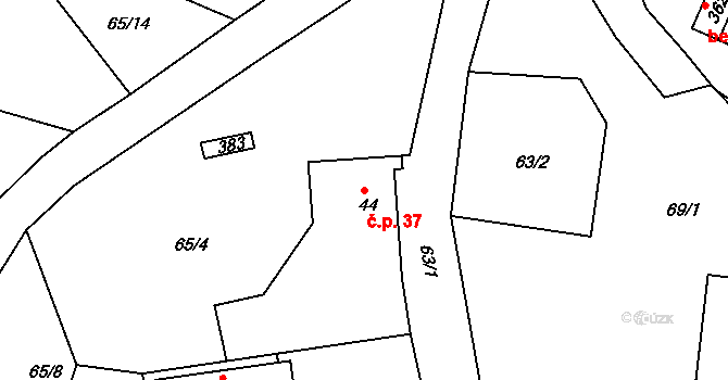 Rosnice 37, Karlovy Vary na parcele st. 44 v KÚ Rosnice u Staré Role, Katastrální mapa