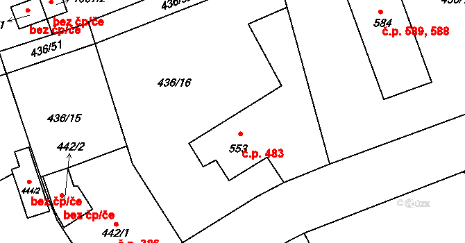 Blovice 483 na parcele st. 553 v KÚ Blovice, Katastrální mapa