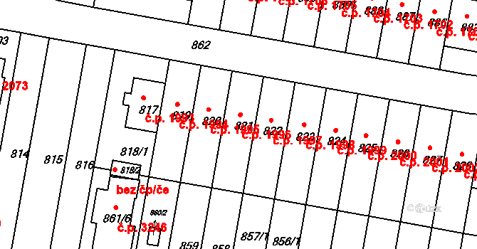 Záběhlice 1996, Praha na parcele st. 821 v KÚ Záběhlice, Katastrální mapa