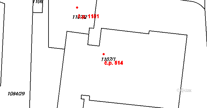 Sedlčany 514 na parcele st. 1107/1 v KÚ Sedlčany, Katastrální mapa