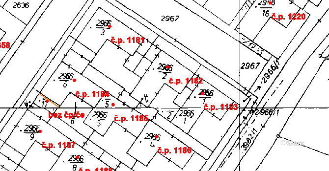 Poděbrady III 1182, Poděbrady na parcele st. 2966/2 v KÚ Poděbrady, Katastrální mapa