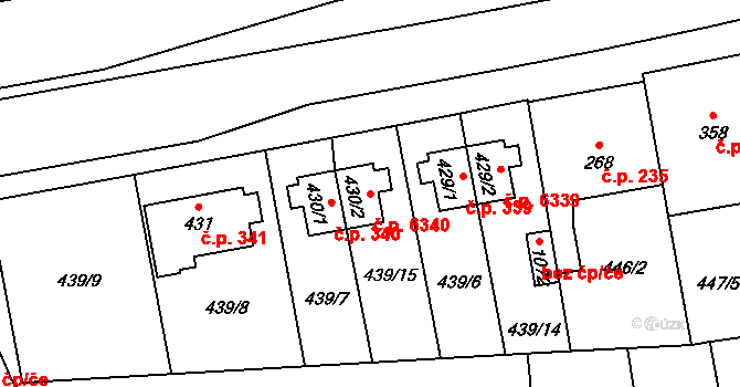 Prštné 6340, Zlín na parcele st. 430/2 v KÚ Prštné, Katastrální mapa