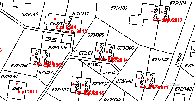 Zlín 6565 na parcele st. 3559/1 v KÚ Zlín, Katastrální mapa