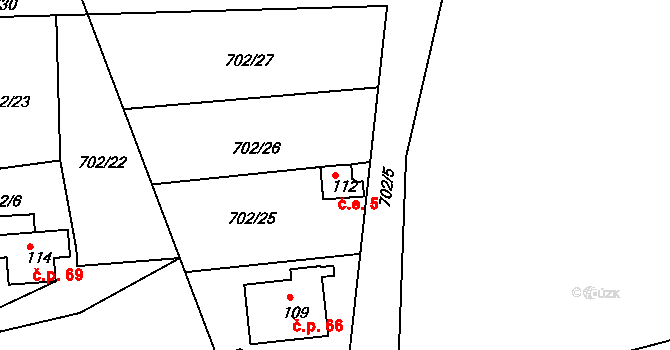 Skrýšov 5, Pelhřimov na parcele st. 112 v KÚ Skrýšov u Pelhřimova, Katastrální mapa