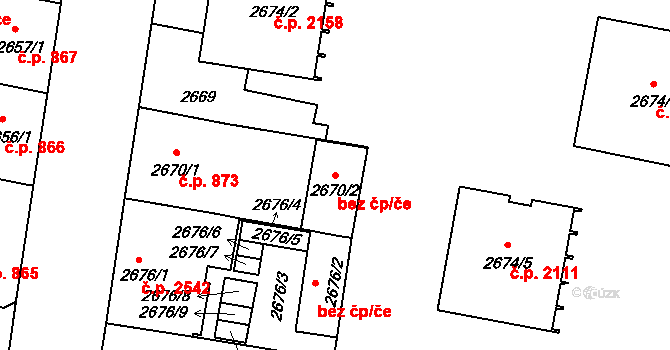 České Budějovice 3 2680, České Budějovice na parcele st. 2670/2 v KÚ České Budějovice 3, Katastrální mapa