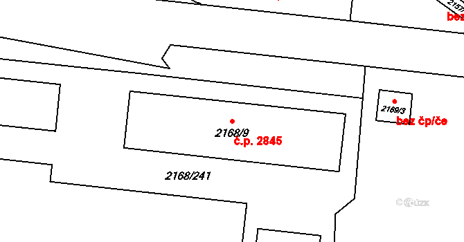 Předměstí 2845, Opava na parcele st. 2168/9 v KÚ Opava-Předměstí, Katastrální mapa