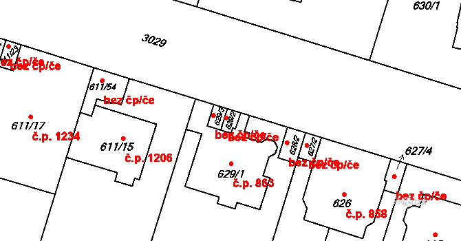 Opava 41493222 na parcele st. 629/2 v KÚ Opava-Předměstí, Katastrální mapa
