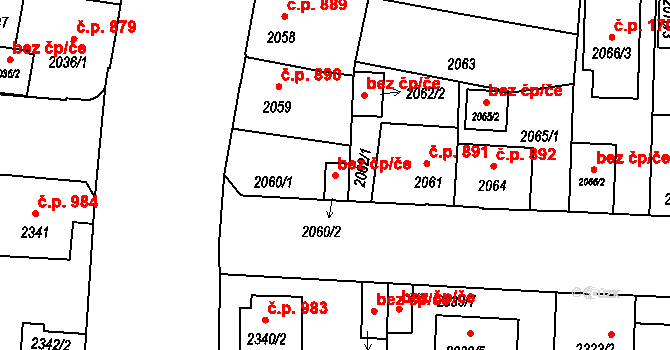 České Budějovice 41632222 na parcele st. 2060/2 v KÚ České Budějovice 6, Katastrální mapa