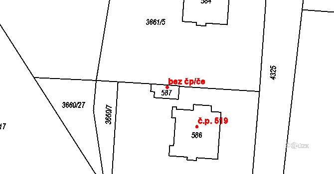 Horní Jiřetín 42488222 na parcele st. 587 v KÚ Horní Jiřetín, Katastrální mapa